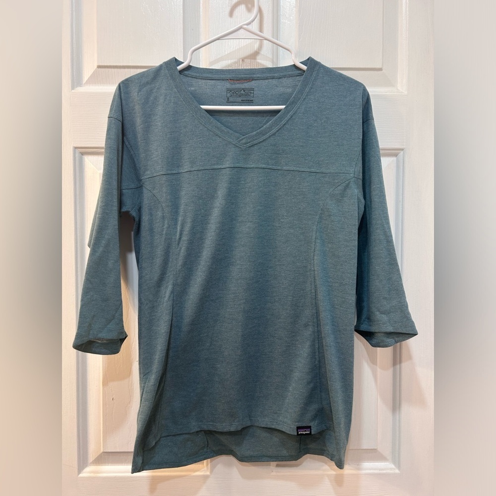 Patagonia Nine Trails Bike Jersey Women S Outdoor Performance Mountain Cycle Grn